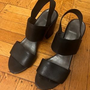 Stuart Weitzman black open-toe sandals with elasticated ankle strap (size 8)
